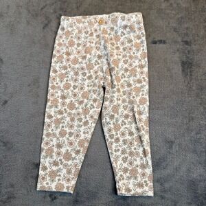 Easy Peasy Floral Ribbed Leggings Kids 12 Month Ivory Organic Cotton Stretch